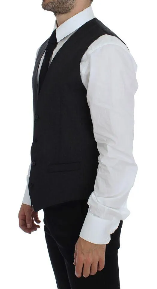 Dolce & Gabbana Gray Wool Formal Vest Gilet Weste