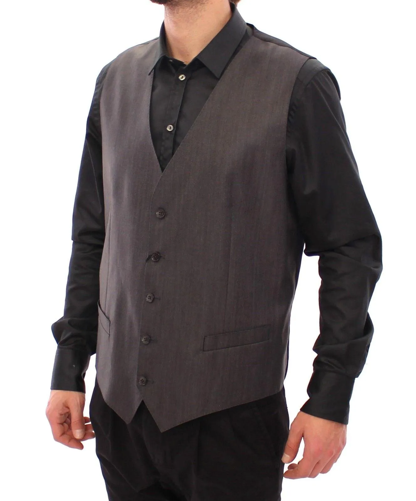 Dolce & Gabbana Gray Wool Silk Vest