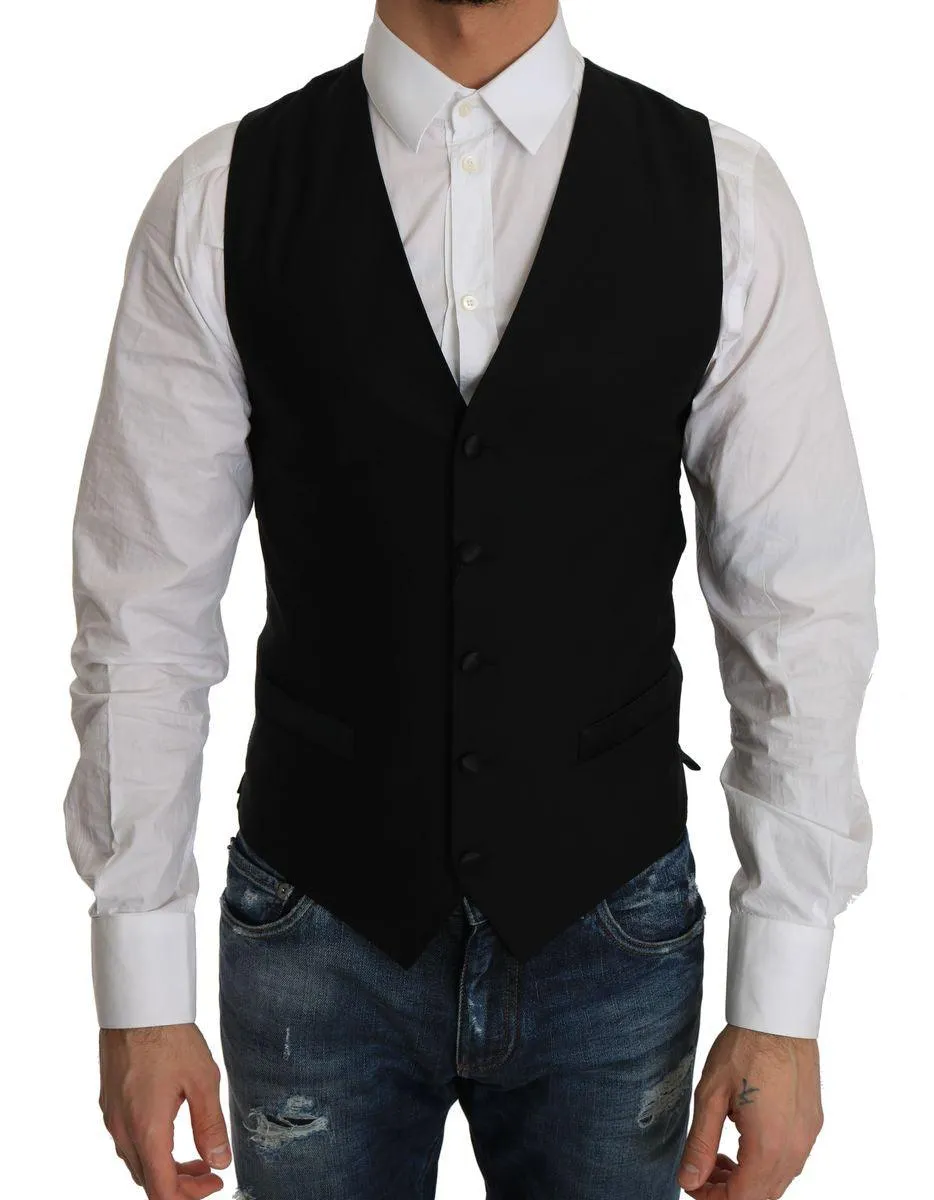 Dolce & Gabbana Men's Black Wool Waistcoat Vest