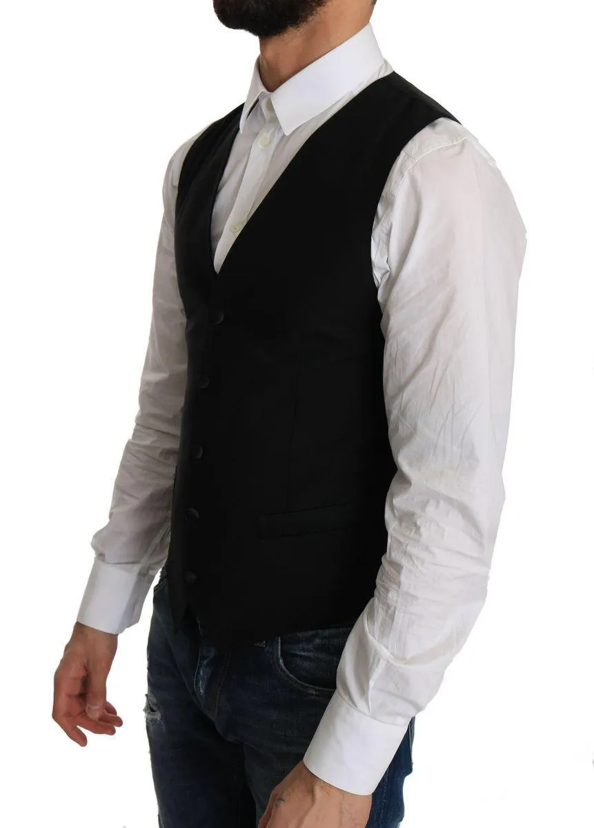 Dolce & Gabbana Men's Black Wool Waistcoat Vest