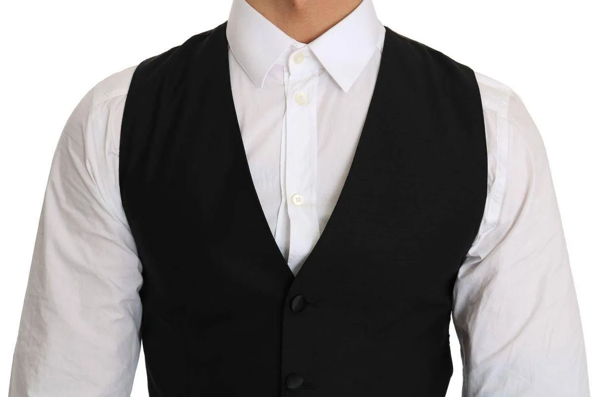 Dolce & Gabbana Men's Black Wool Waistcoat Vest
