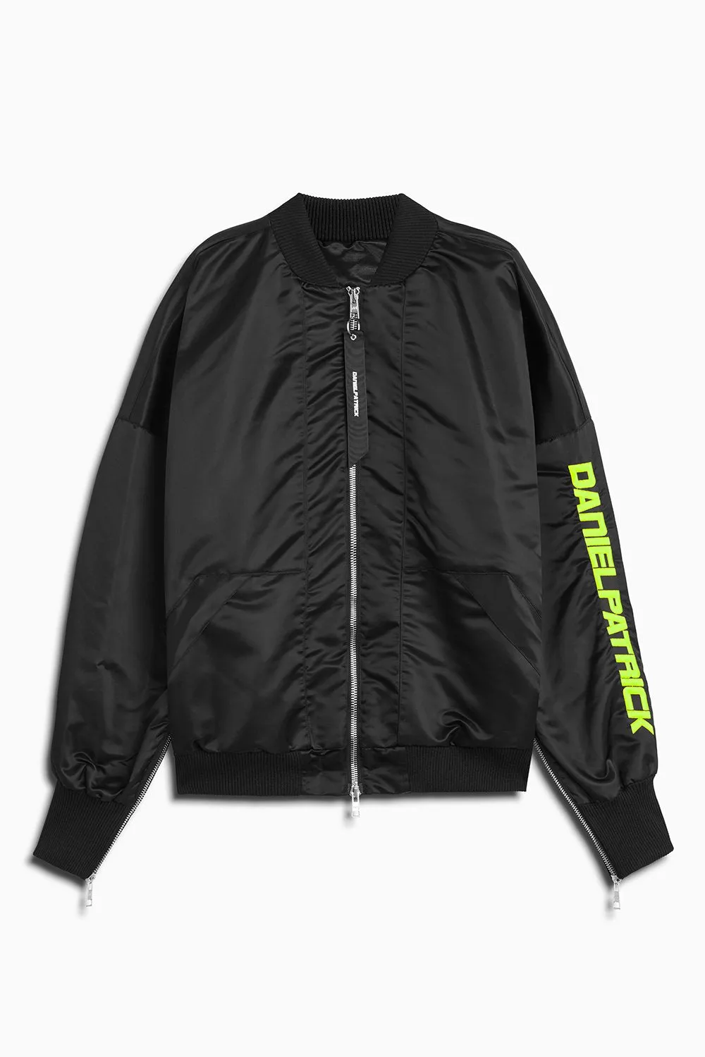 DP embroidered sleeve bomber / black   neon