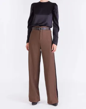 Edie WIDE LEG TROUSERS - BROWN