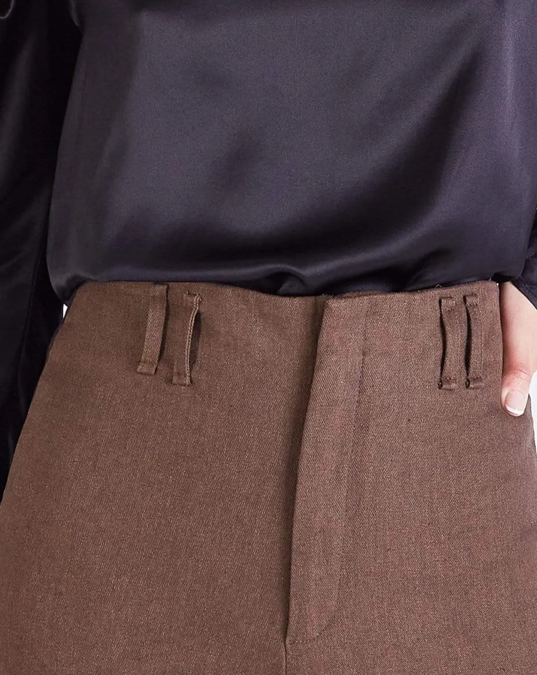 Edie WIDE LEG TROUSERS - BROWN