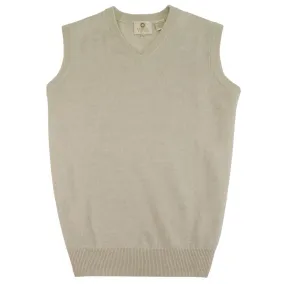 Extra Fine 'Zegna Baruffa' Merino Wool V-Neck Sleeveless Sweater Vest in Beige Melange by Viyella