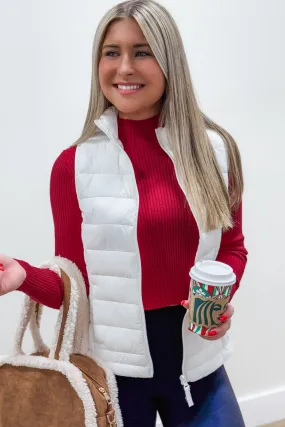 Fall In Love Light Weight Padded Vest - White