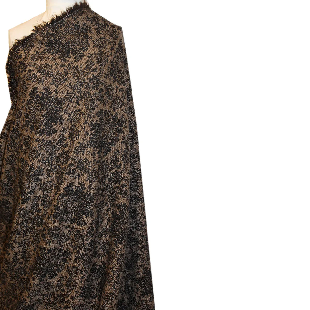 Floral Damask Wool Printed - Brown