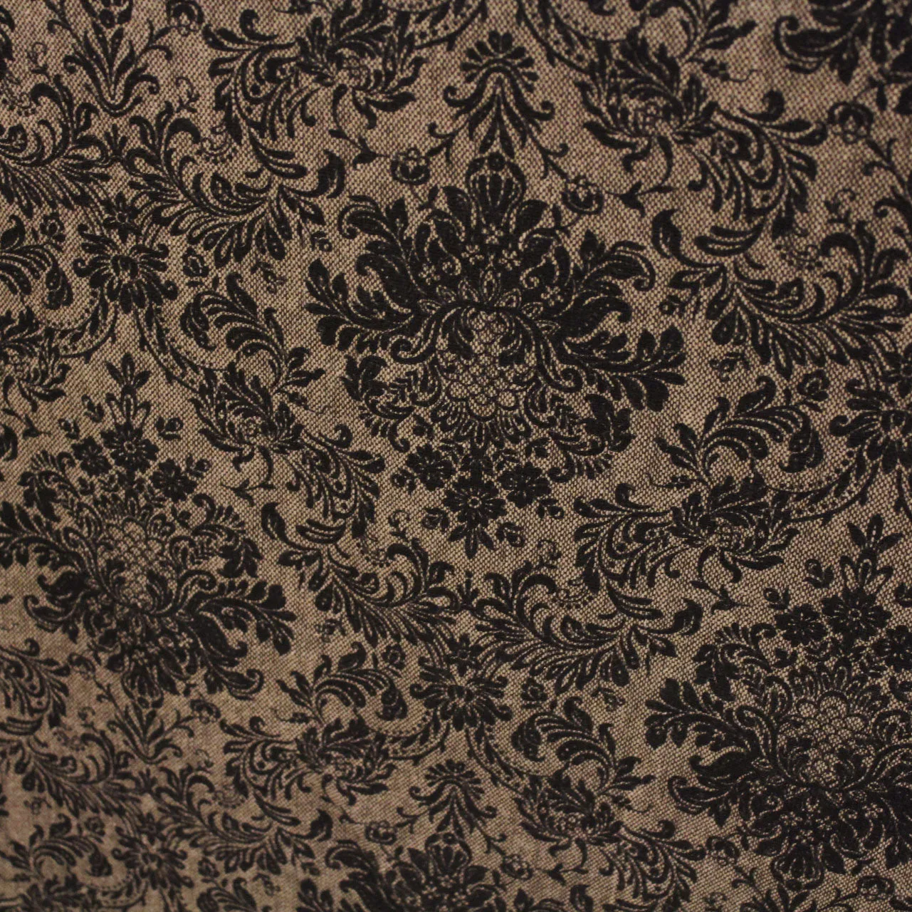 Floral Damask Wool Printed - Brown