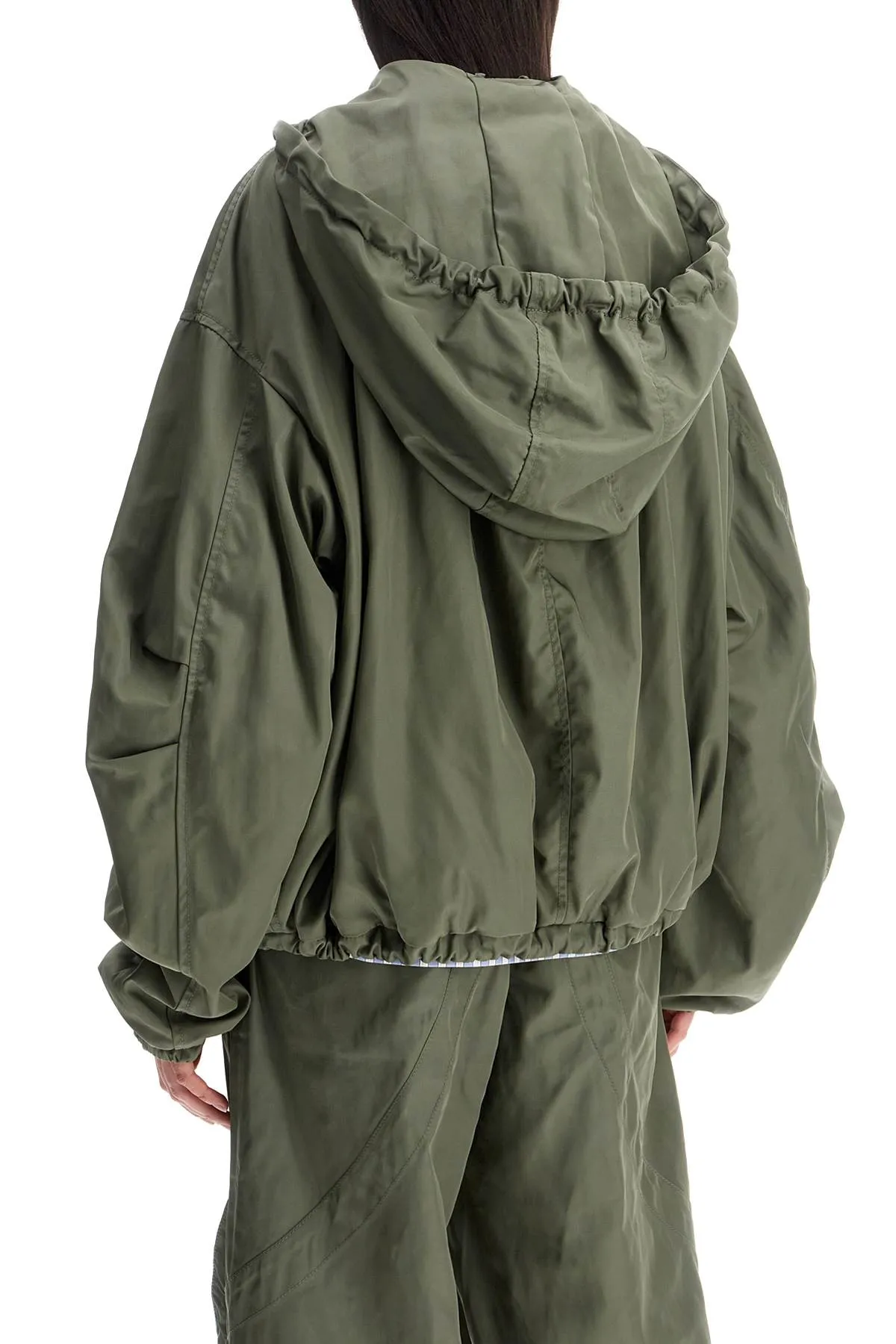 giubbotto bomber con cappuccio regolabile verde militare 250WCB00076PLL001AA MILITARY GREEN