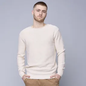HEDGE MEN'S TEXTURED ROLL NECK SWEATER - ECRU