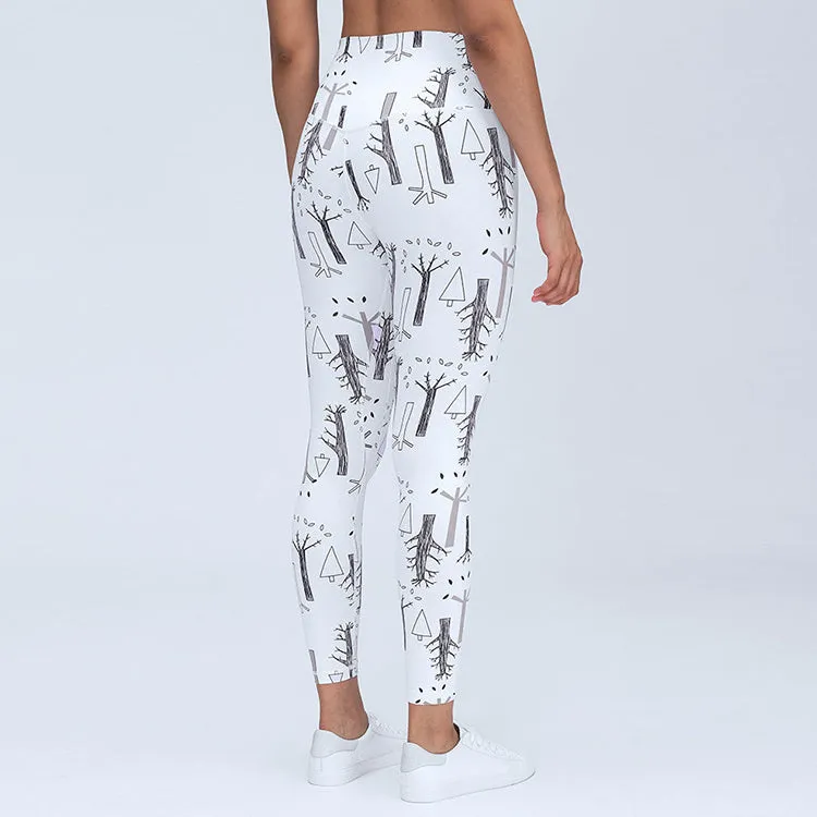 High Waisted Butt Lifting Print Leggings