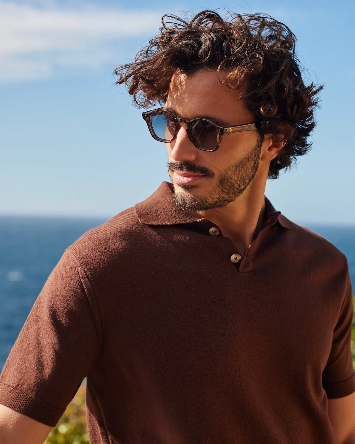 Knitted Polo Shirt Brown