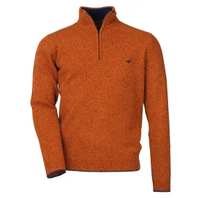 Laksen Brompton Zip Neck Lambswool Mens Jumper - Mandarin