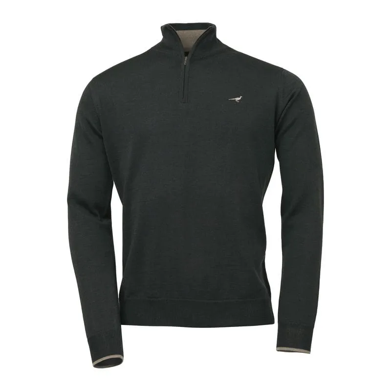 Laksen Norfolk 1/4 Zip Merino Mens Jumper - Olive
