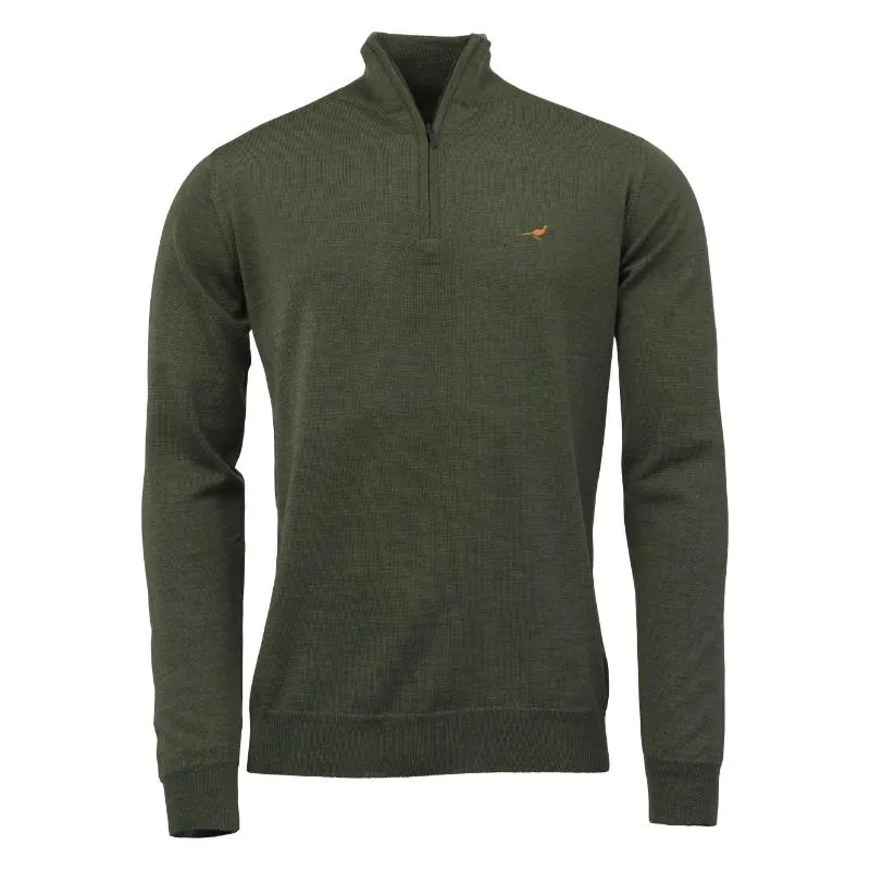 Laksen Norfolk 1/4 Zip Merino Mens Jumper - Woody