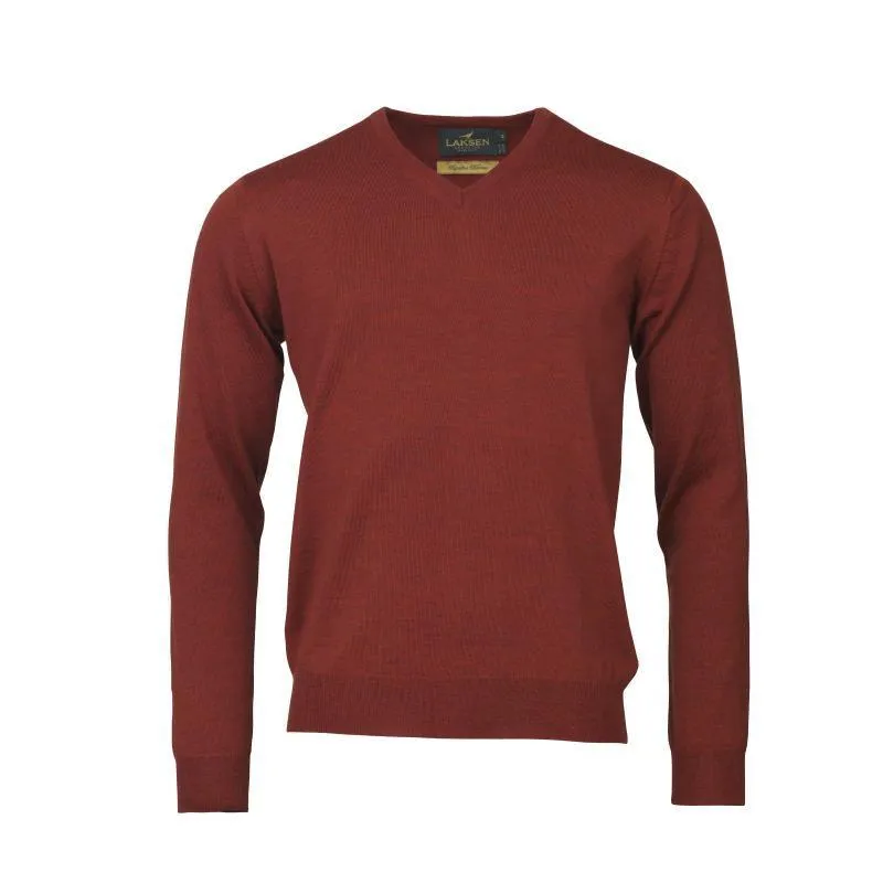 Laksen Sussex V-Neck Merino Mens Jumper - Grape