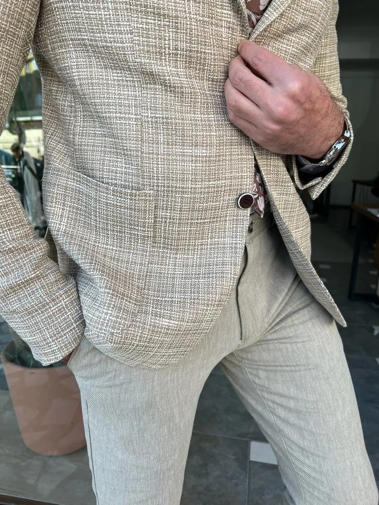 Lars Slim Fit Unlined Beige Blazer