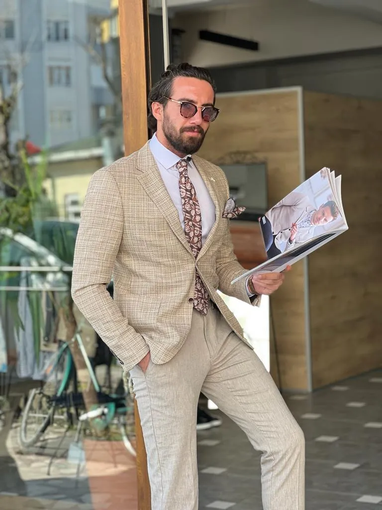 Lars Slim Fit Unlined Beige Blazer