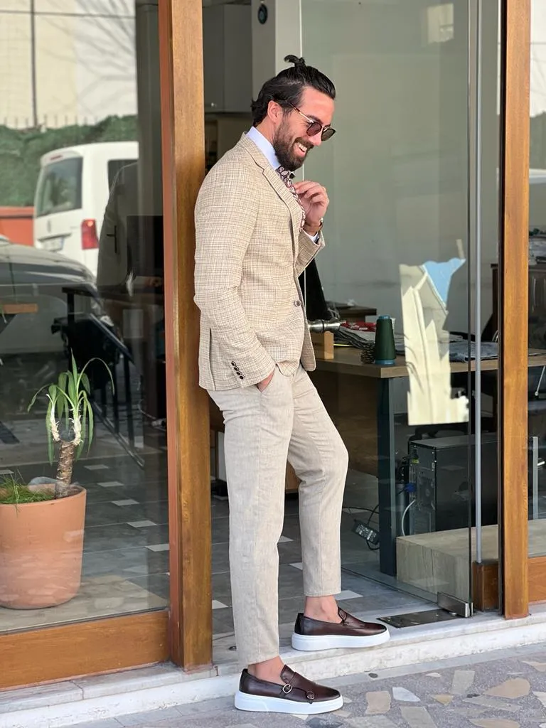 Lars Slim Fit Unlined Beige Blazer