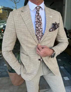 Lars Slim Fit Unlined Beige Blazer