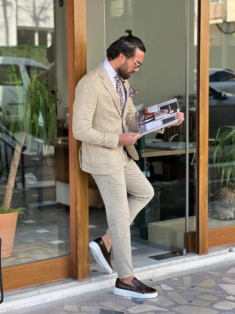 Lars Slim Fit Unlined Beige Blazer