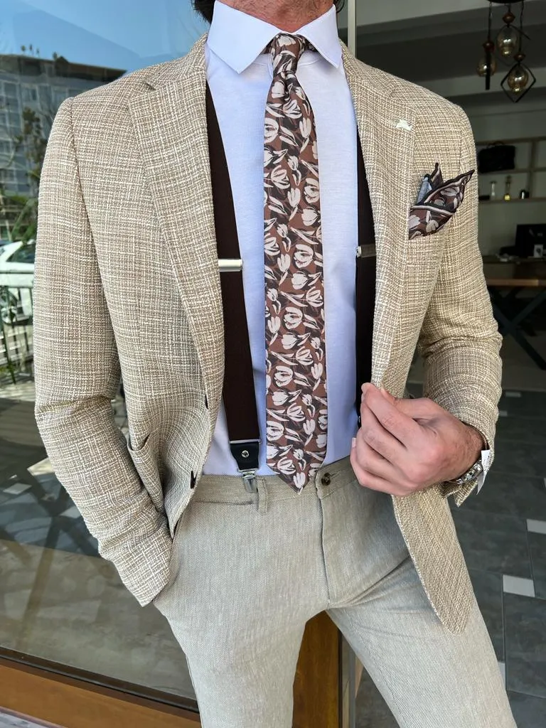 Lars Slim Fit Unlined Beige Blazer