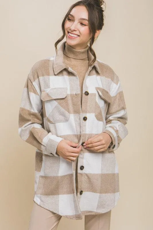 Love Tree Plaid Bust Pocket Shacket