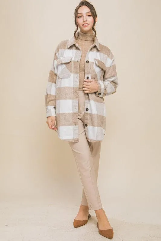 Love Tree Plaid Bust Pocket Shacket