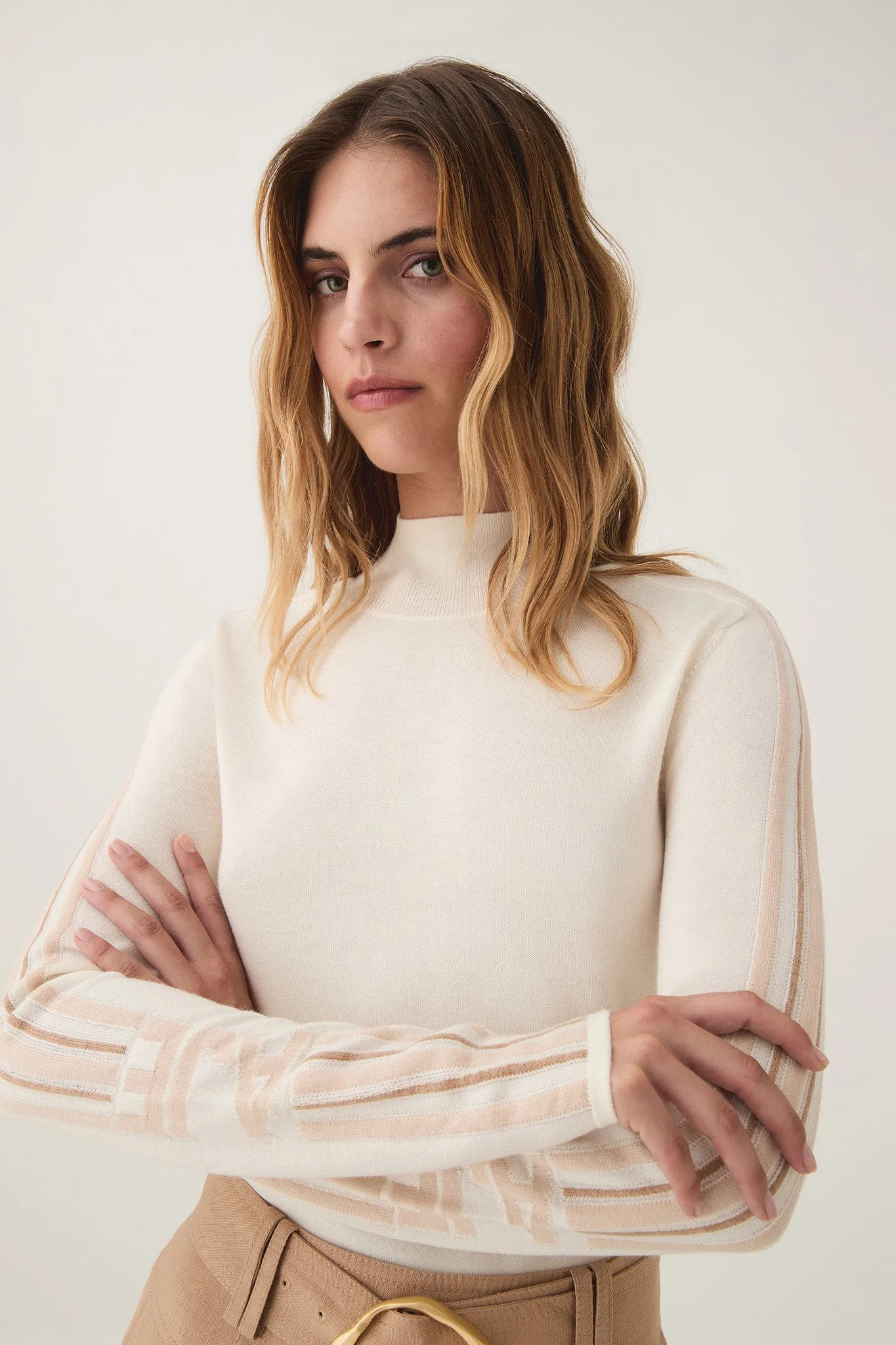 Lucielle Stripe Wool Knit Skivvy
