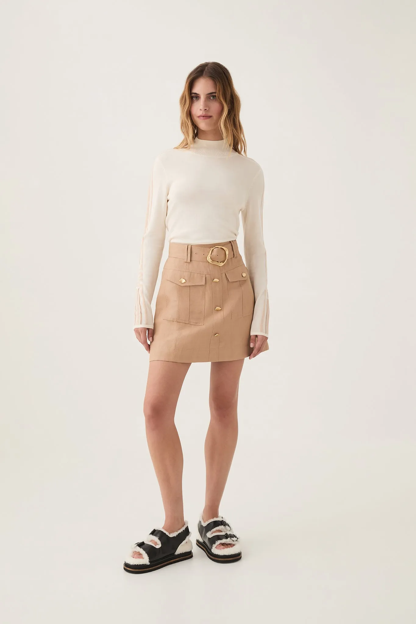 Lucielle Stripe Wool Knit Skivvy