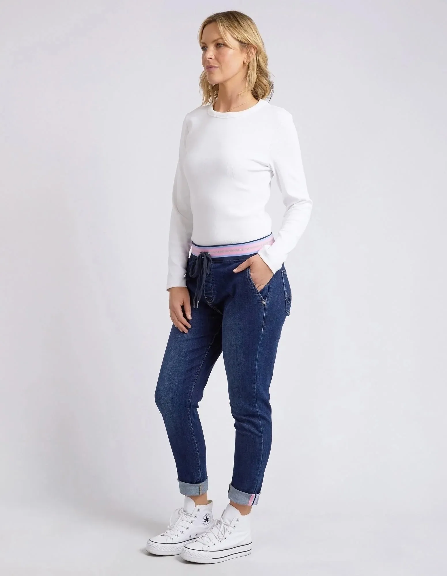 Melody Denim Joggers - Indigo Dark Blue