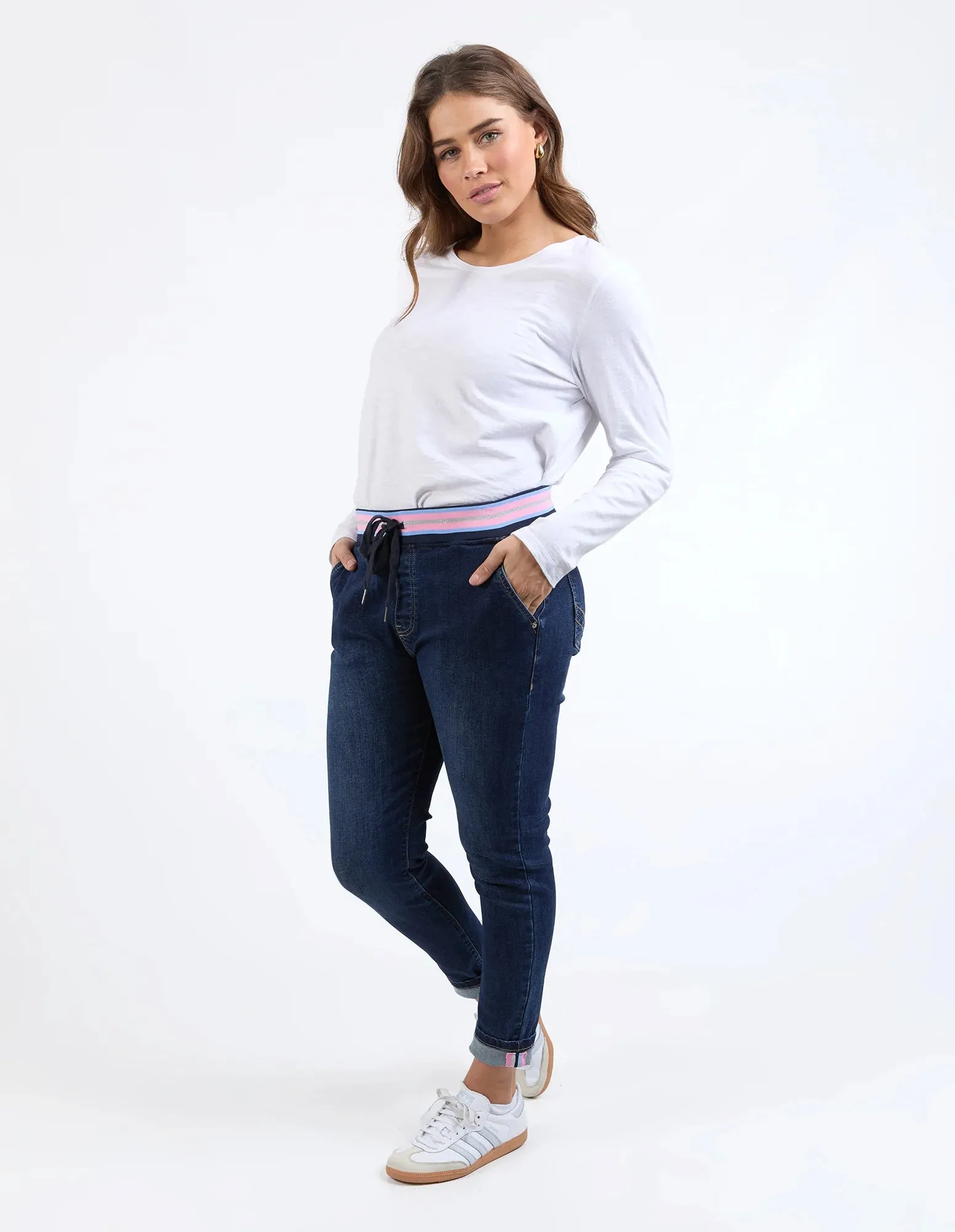 Melody Denim Joggers - Indigo Dark Blue
