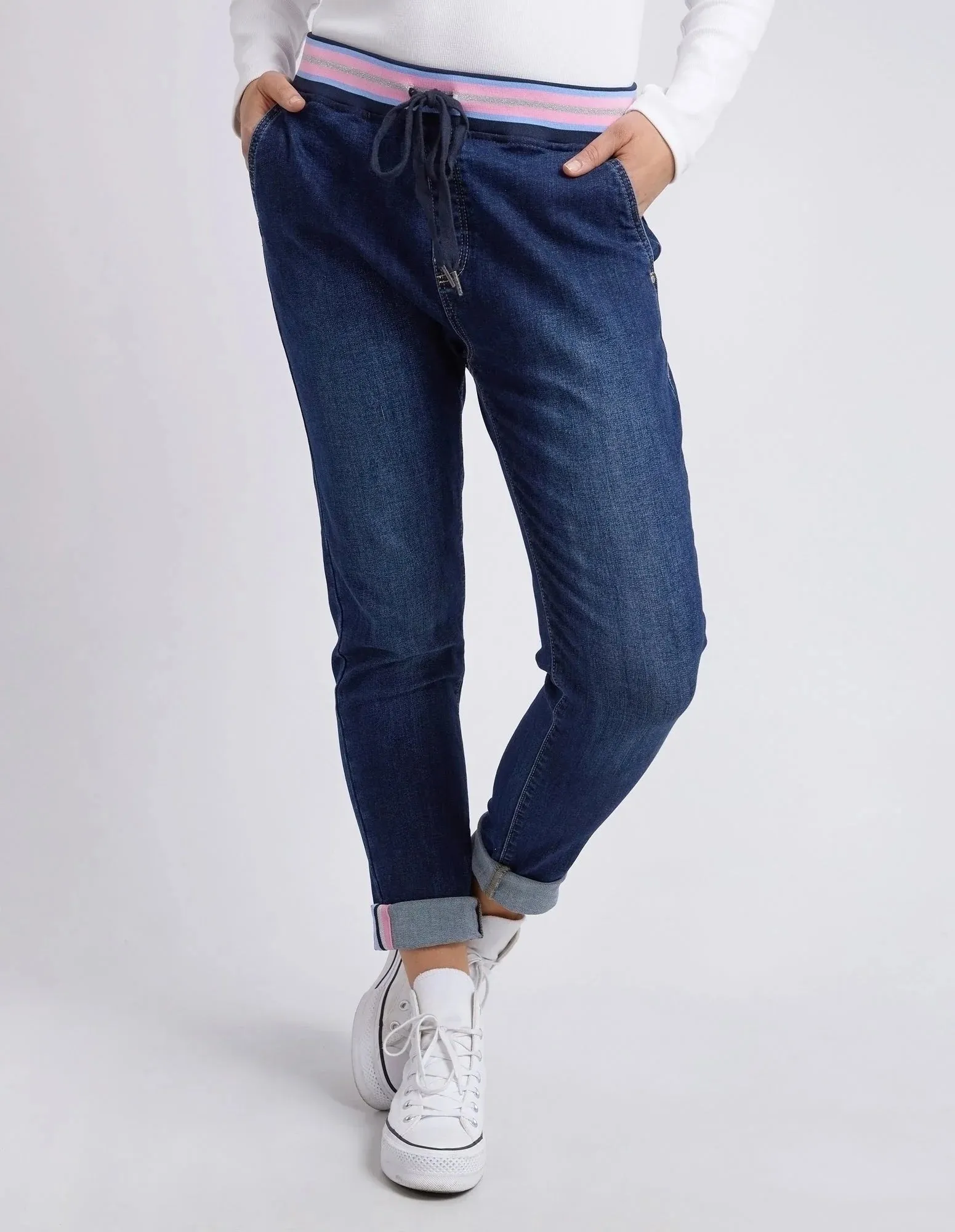 Melody Denim Joggers - Indigo Dark Blue