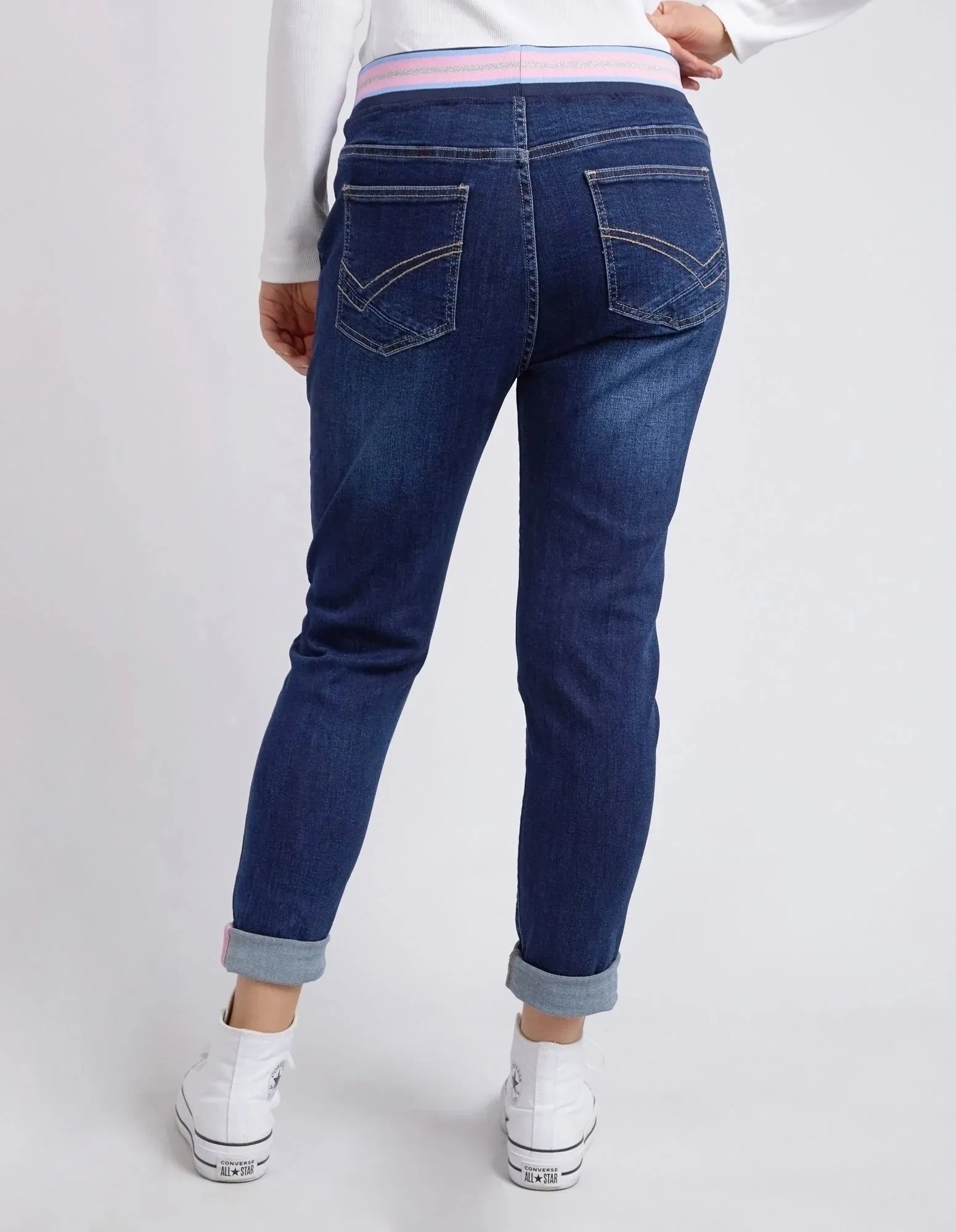 Melody Denim Joggers - Indigo Dark Blue