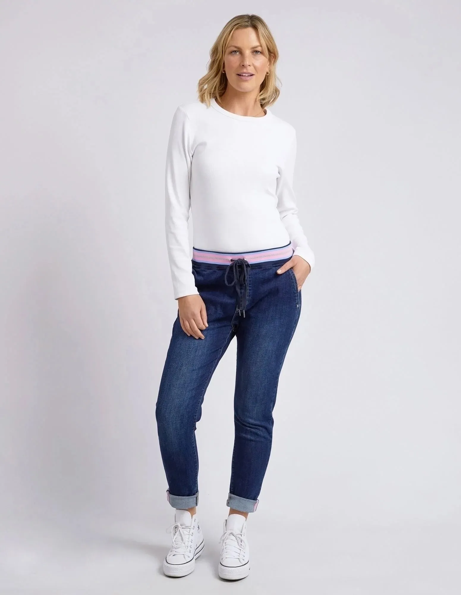 Melody Denim Joggers - Indigo Dark Blue