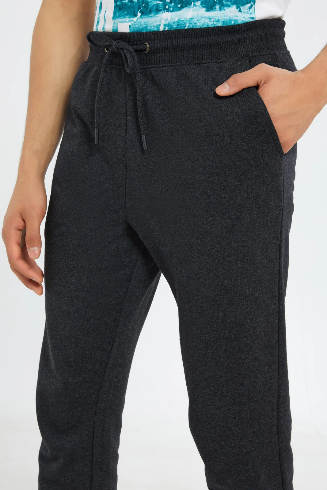 Men Charcoal Elastic Waist Jogger