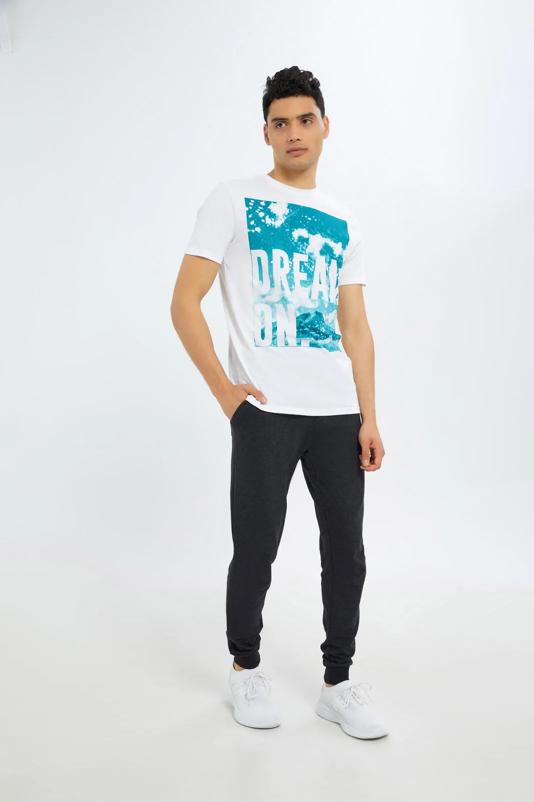 Men Charcoal Elastic Waist Jogger