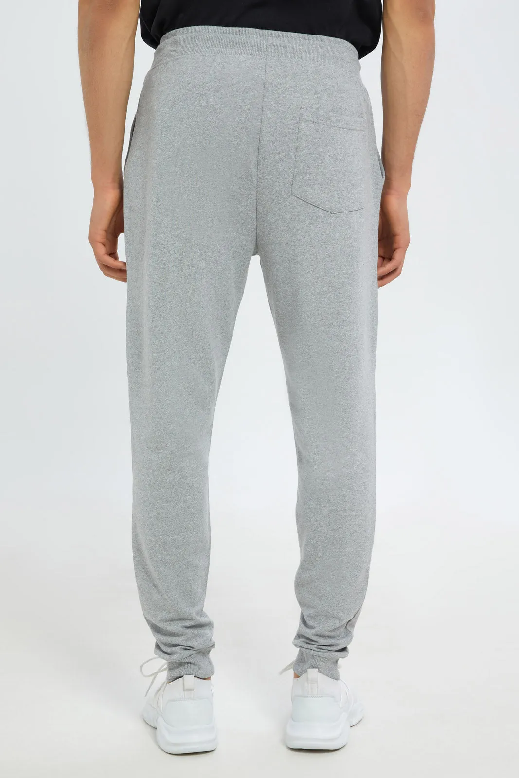 Men Grey Elastic Waist Jogger