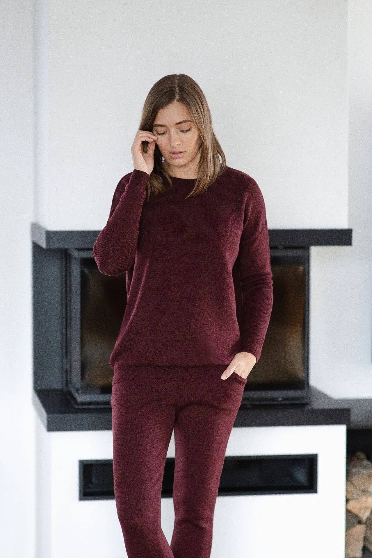 Merino Wool Suit - Red Wine