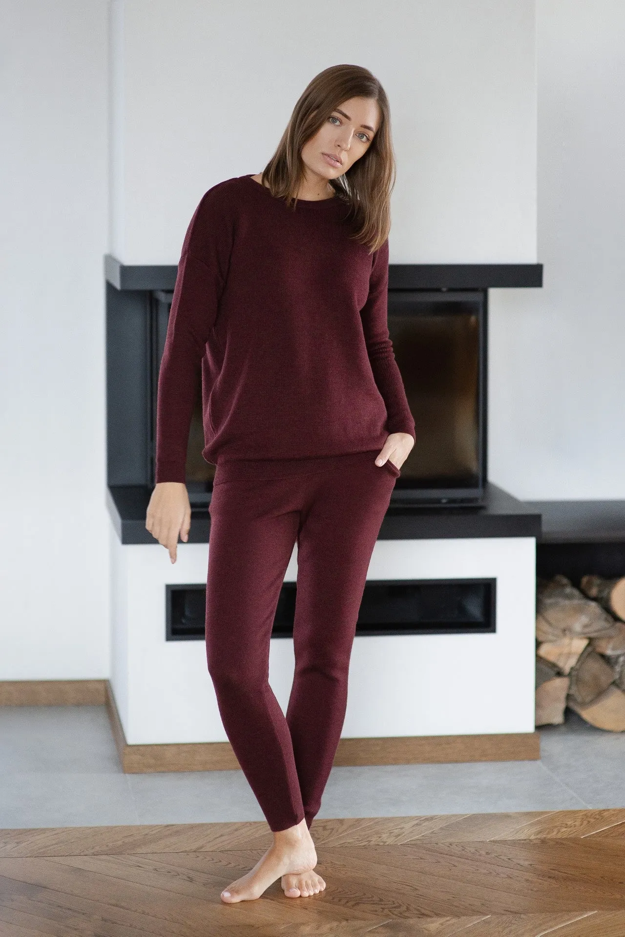 Merino Wool Suit - Red Wine