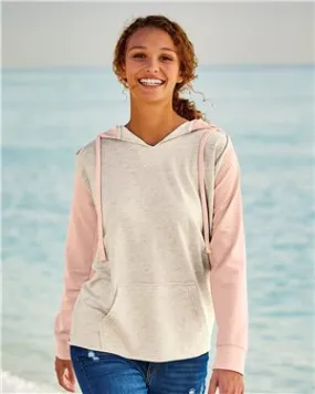 MV Women’s French Terry Hooded Pullover with Colorblocked Sleeves  W20145 - Cameo Pink