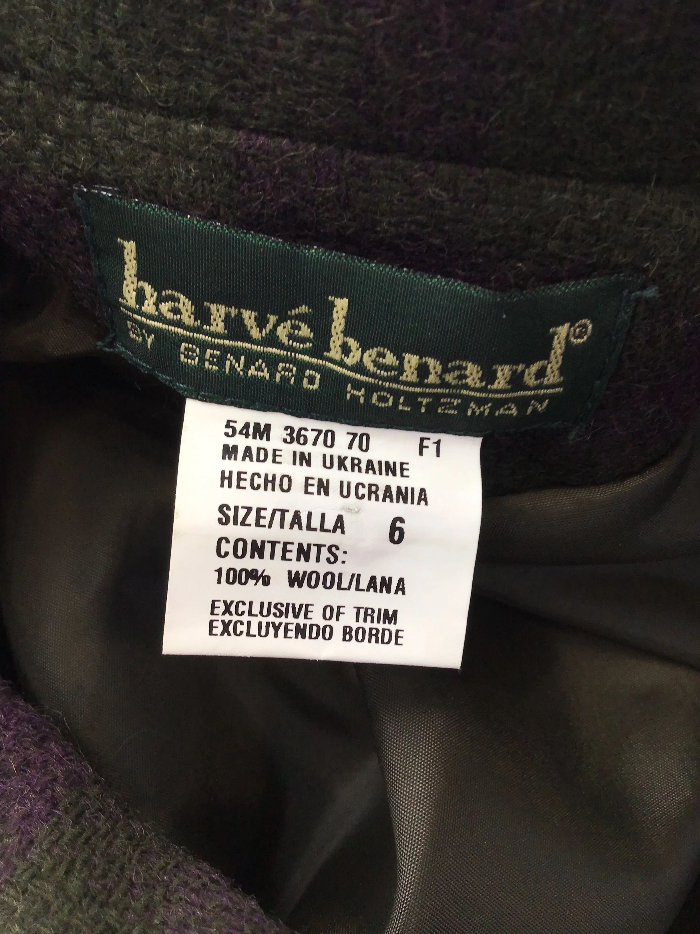 NWT Harve Bernard Men's Multicolor Plaid Wool Single-Breasted Blazer - Size 6