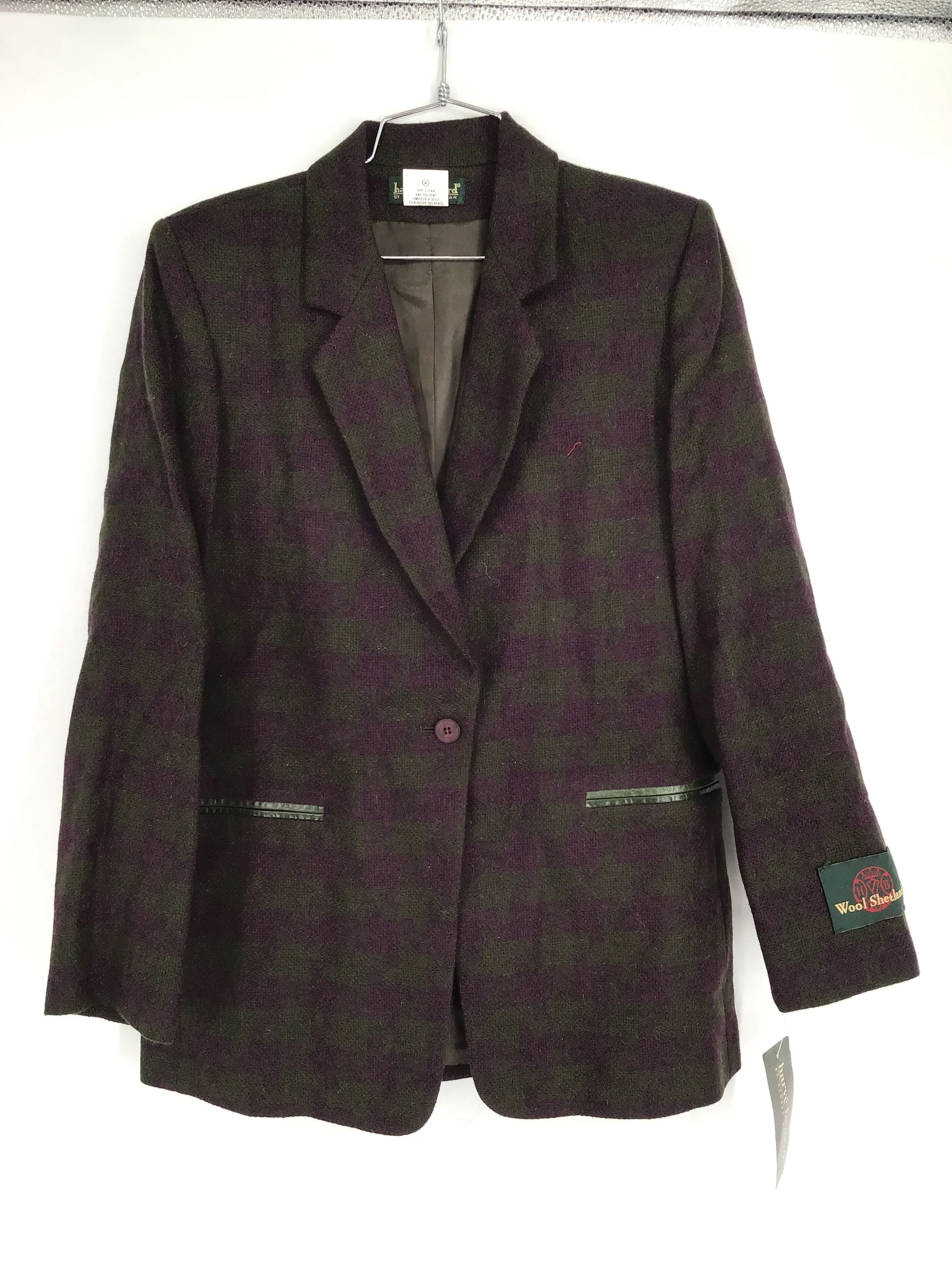 NWT Harve Bernard Men's Multicolor Plaid Wool Single-Breasted Blazer - Size 6