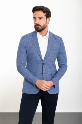 Oliver Slim Fit Navy Blue Plaid Blazer