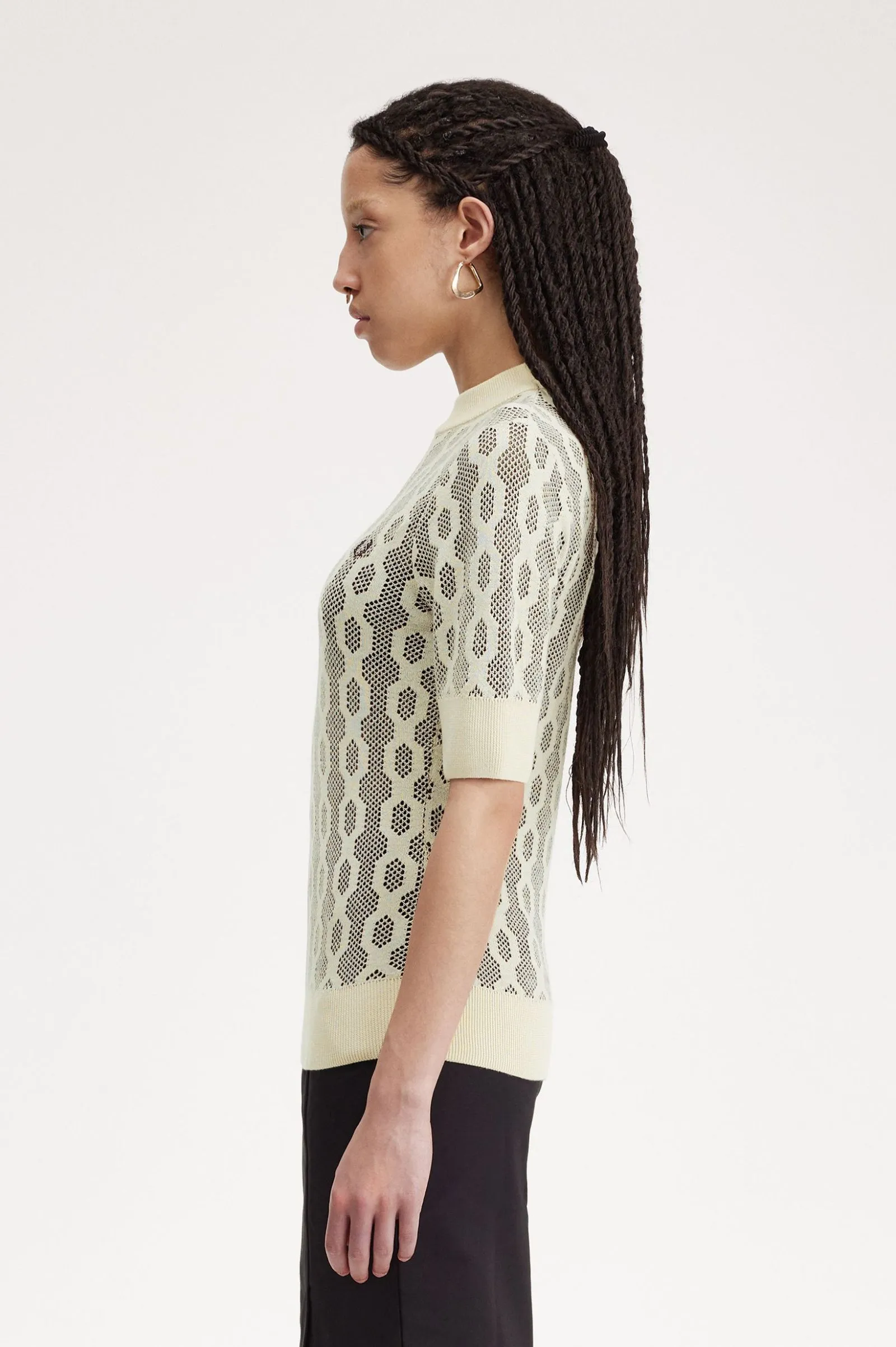 OPEN-KNIT SHORT SLEEVE JUMPER