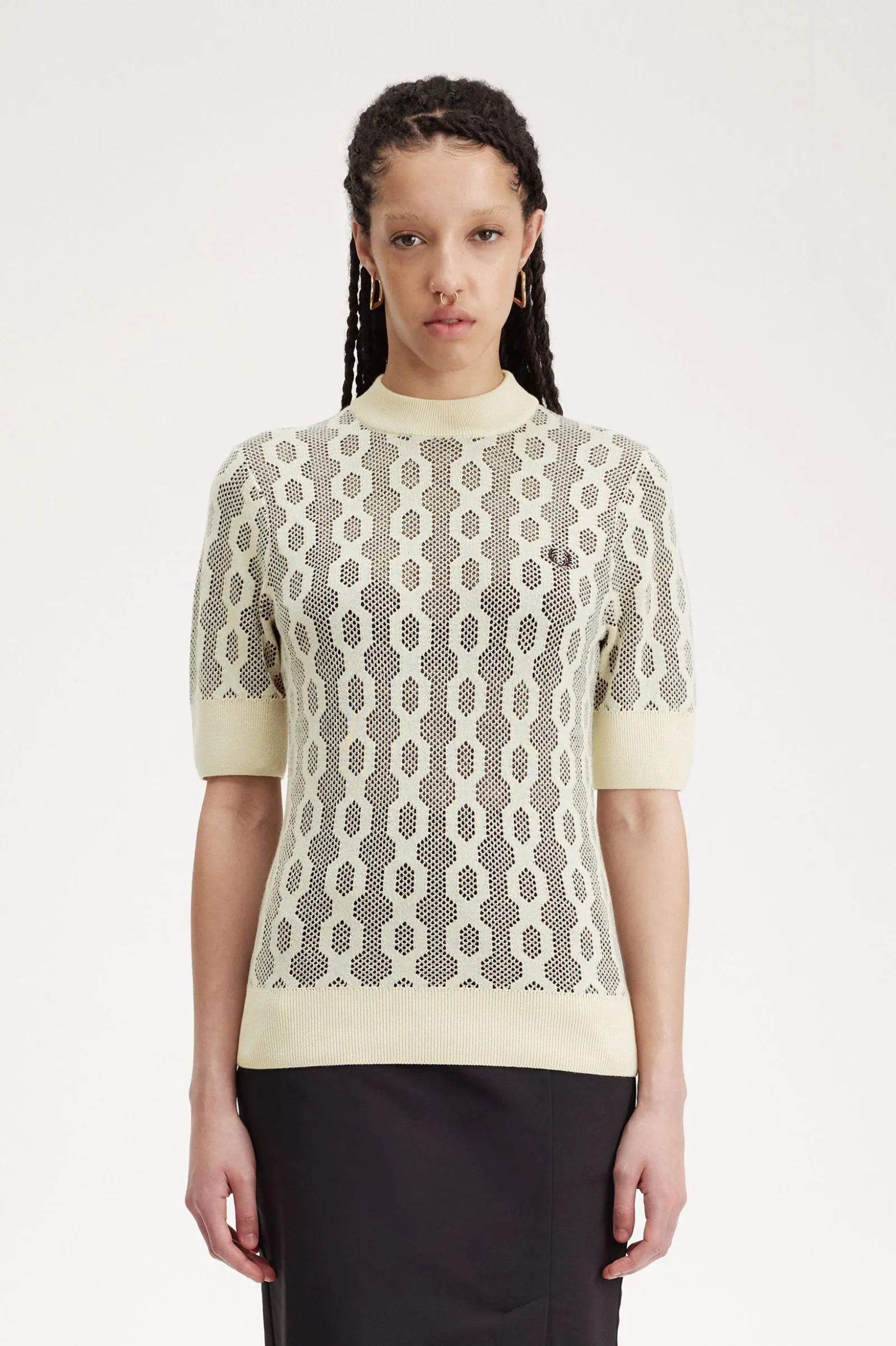 OPEN-KNIT SHORT SLEEVE JUMPER