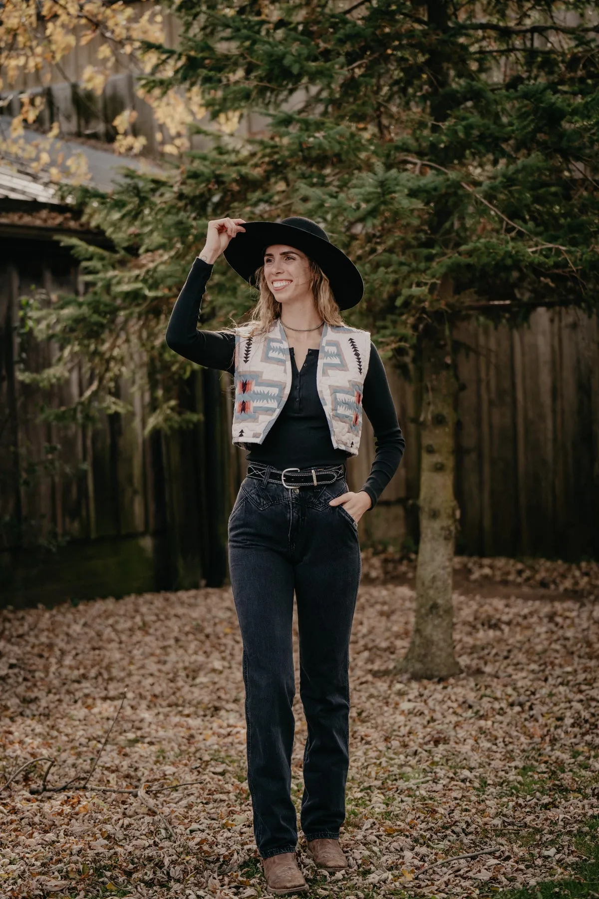 'Pecos' Blue Quilted Vest (M & L only)