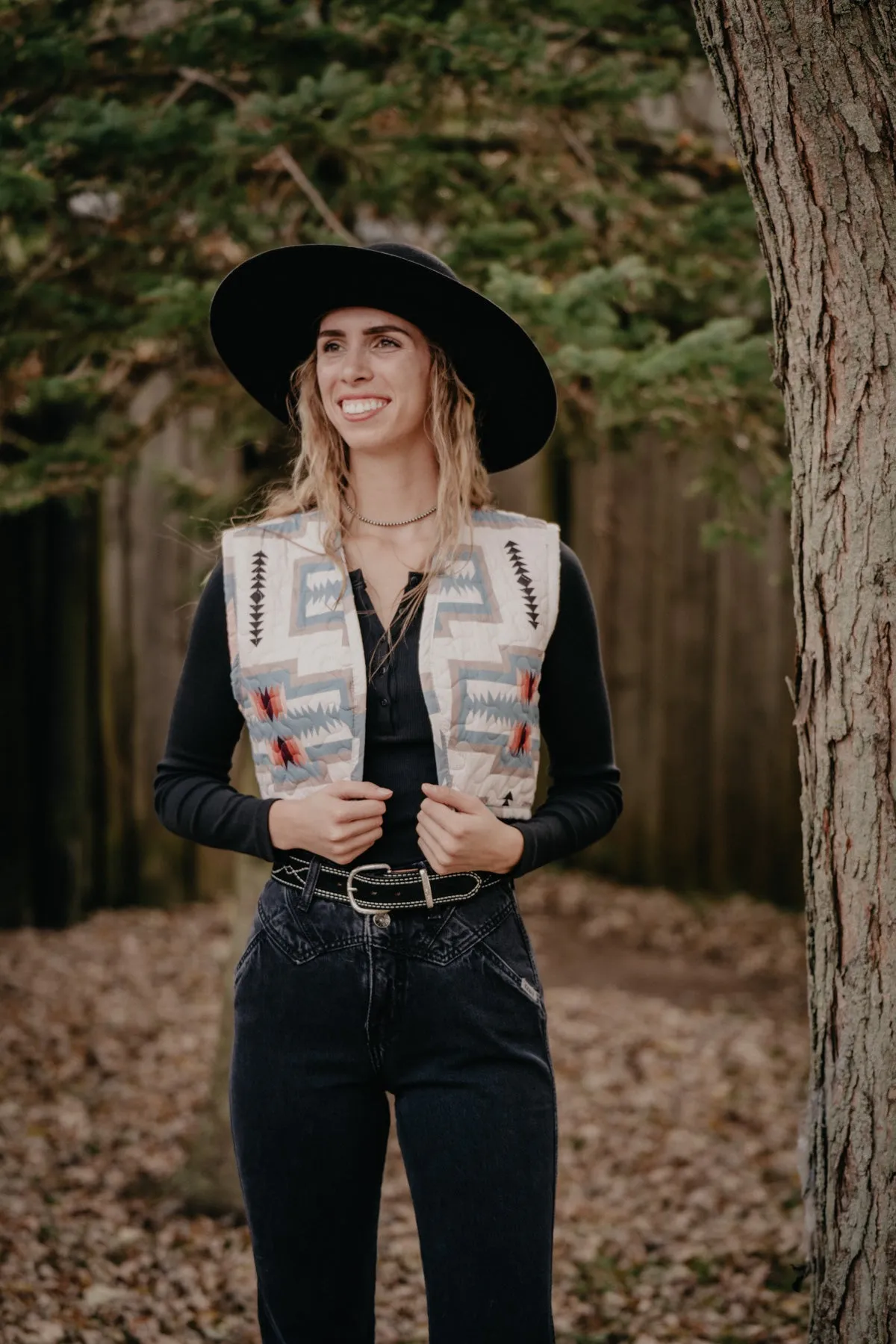 'Pecos' Blue Quilted Vest (M & L only)