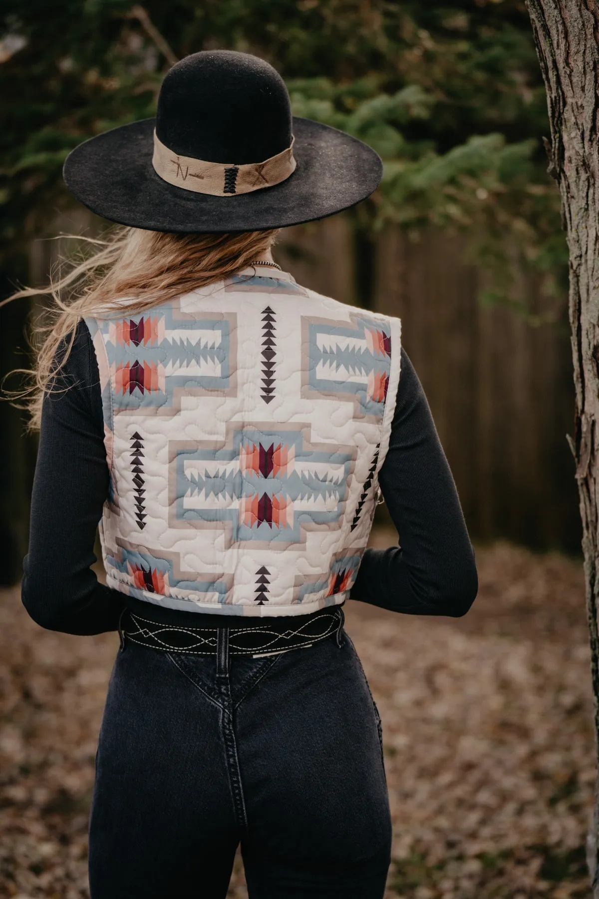 'Pecos' Blue Quilted Vest (M & L only)