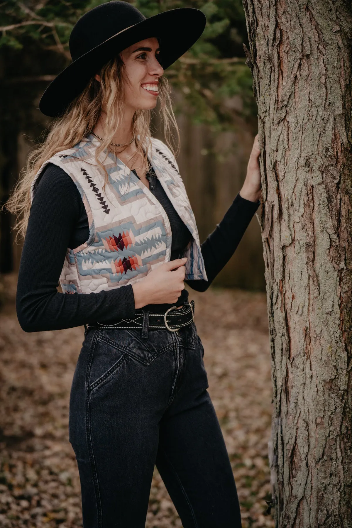 'Pecos' Blue Quilted Vest (M & L only)